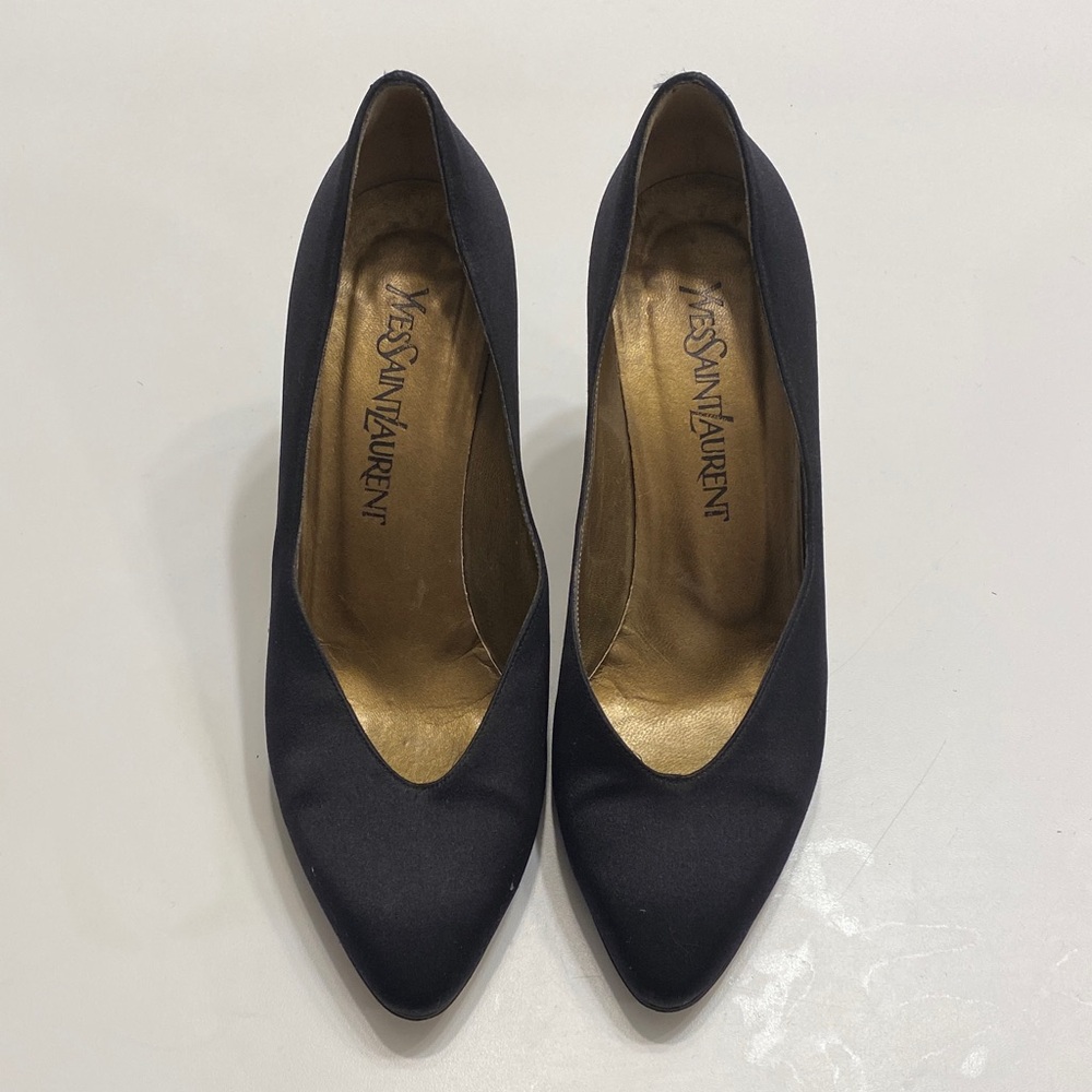 Yves Saint Laurent Black Heels with Gold Interior